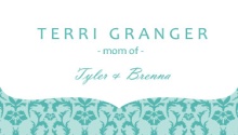 Turquoise Damask Mommy Card