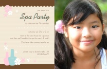 Pink and Turquoise Flowers Spa Birthday Invitation