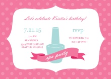 Pink Polka Dot Spa Birthday Invite
