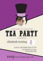 Purple Wonderland Mad hatter Tea Party Invitation