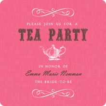 Pink Vintage Tea Pot Tea Bridal Shower Invite