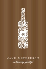 Brown Stripe Wine Bottle Birthday Invitation