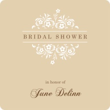 Brown and White Formal Flowers Bridal Shower Invite