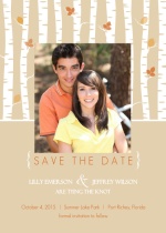 Birch Tree and Fall Leaves  Save The Date
