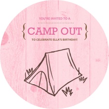 Brown and Pink Wood Grain Camp Out Invitation