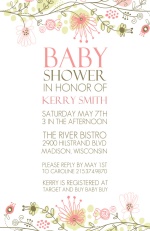 Spring Floral Border Baby Shower Invitation