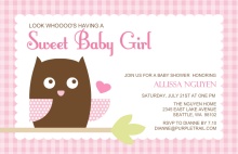Pink Owl  Baby Shower Invite