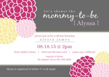Pink and Yellow Whimsical Flowers Girl Baby Shower Invitations