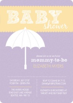 Purple and Yellow Umbrella Girls Baby Shower Invite