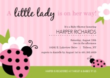 Pink and Green Ladybug Girl Baby Shower Invitations