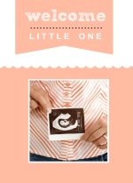 Peach Modern Banner Baby Shower Invite