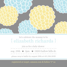 Blue and Yellow Whimsical Flowers Boy Baby Shower Invitations