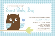 Blue Owl Baby Shower Invite