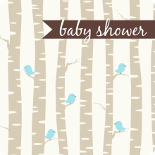 Blue Bird with Birch Trees Boy Baby Shower Invitation