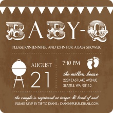 BabyQ Brown and White Baby Shower Invitation