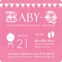 BabyQ Pink and White Baby Shower Invitation