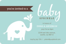 Teal Elephant  Baby Sprinkle Invitation