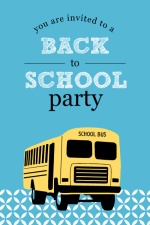 Blue Patterned School Bus Back to School Party Invitation