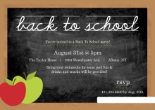 Chalkboard with Apple & Chalk Back to School Party Invitaiton