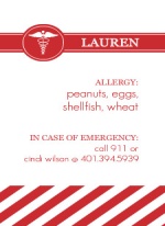 Red and White Medical Allergy Card