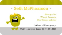 Green Monster Allergy Card