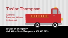 Red Firetruck Allergy Card