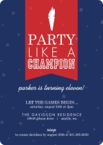 Patriotic Torch Kids Birthday Invitation