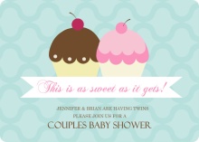 Two Cupcakes Twins Baby Shower Invitation