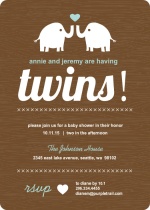 Two Elephants Twins Shower Invitation