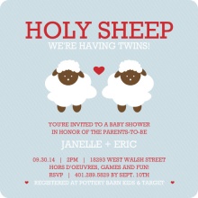 Holy Sheep Blue & Red Twins Shower Invite