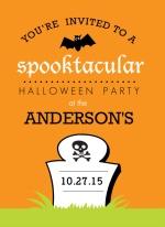 Green and Orange Tombstone Halloween Party Invite