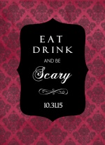 Gothic Red and Black Damask Halloween Party Invitation