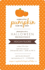 Orange Polka Dot Pumpkin Halloween Baby Shower Invite