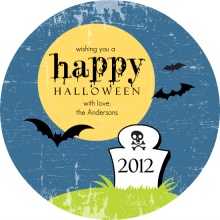 Blue Graveyard Halloween Card