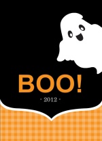 Black and Orange Ghost Halloween Card