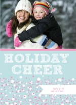 Pink and White Bubbles Holiday Photo Card