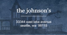 Blue and Black Haunted House Halloween  Party Address Label