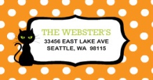 Orange Polka Dot Witch Halloween  Address Label