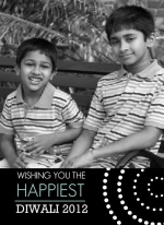 Black and Blue Photo Trifold Diwali Card