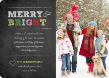 Merry and Bright Chalkboard Holiday Photo Card