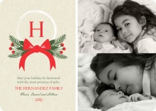 Whimsical Red and Green Berries Holiday Photo Card