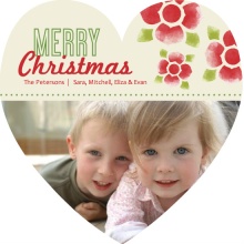Watercolor Flowers  Christmas Photo Card