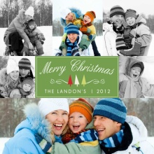 Green Whimsical Trees Christmas Photo Card