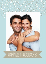 Blue and Taupe Snow Holiday Photo Card