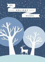 Classic Blue Winters Night Holiday Card