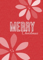 Red Retro Poinsettia Christmas Card