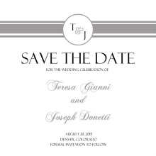 Classic White with Gray Stripe  Save the Date Card