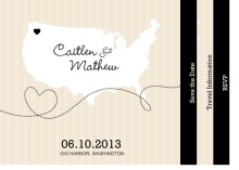 Cream and Black United States Map (Set ) Save the Date
