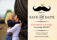 Vintage Mustache  Save the Date Card