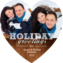 Rustic Holiday Greetings Heart Shaped Holiday Card